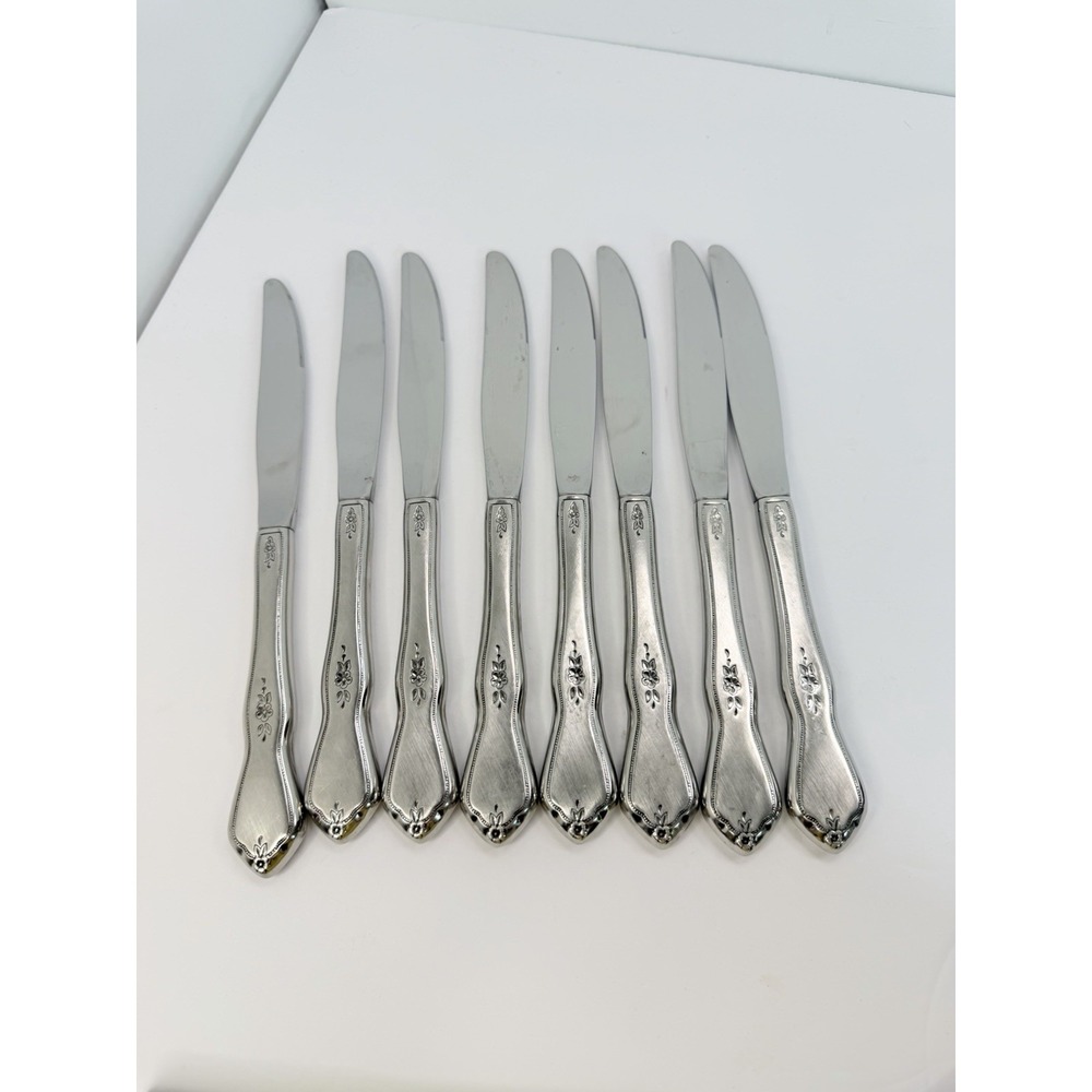 Oneida Morning Blossom Pattern Dinner Knives Stainless 8 Replacements Crafting